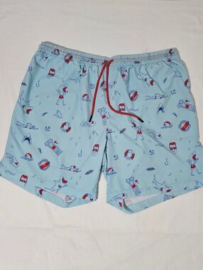 RSVLTS x JAWS Universal Studios Swim Trunks Men's 2XL Blue Shark Print Quick Dry